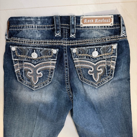 Rock Revival Benita Skinny Jeans Size 27 Dark Wash Fleur-de-Lis - Picture 7 of 9